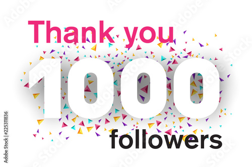 1000 followers card for celebrating many followers in social networks.