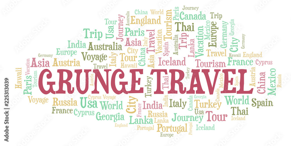 Grunge Travel word cloud. Grunge Travel word cloud.