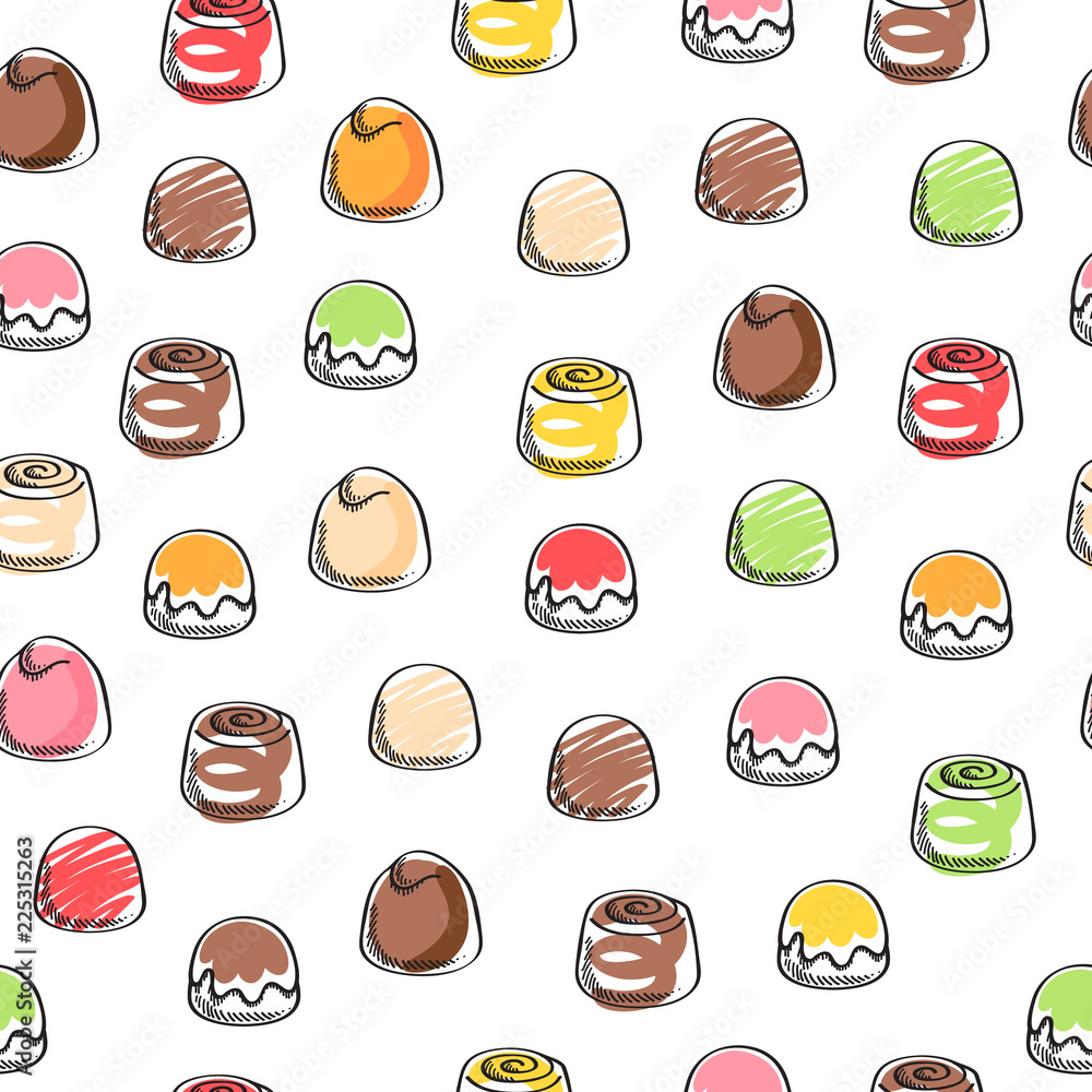 Chocolate bonbons colorful seamless pattern. Chocolate bonbons colorful seamless pattern.