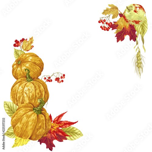 Vector bright harvest season autumn frame