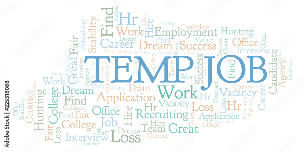 Fototapeta premium Temp Job word cloud.