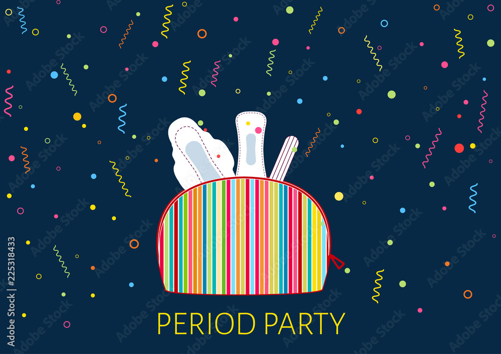 PrintVector illustration of girls kit with menstrual pads and