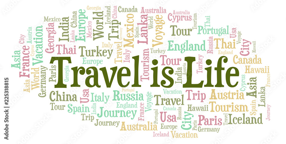 Travel Is Life word cloud. Travel Is Life word cloud.
