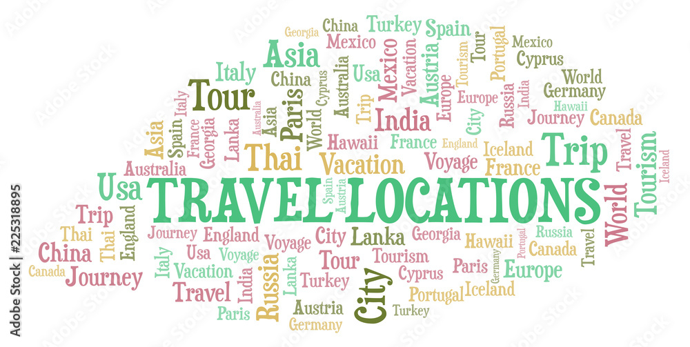 Fototapeta premium Travel Locations word cloud.