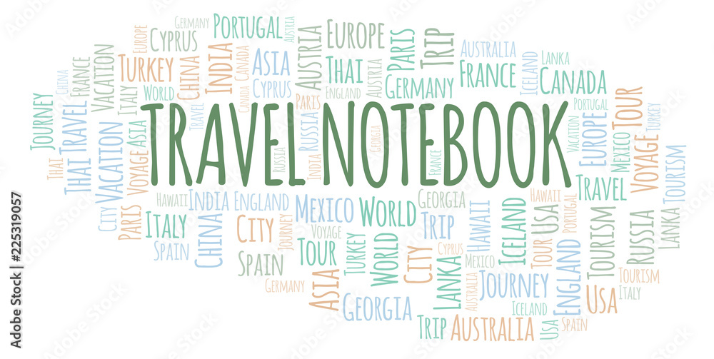 Travel Notebook word cloud.