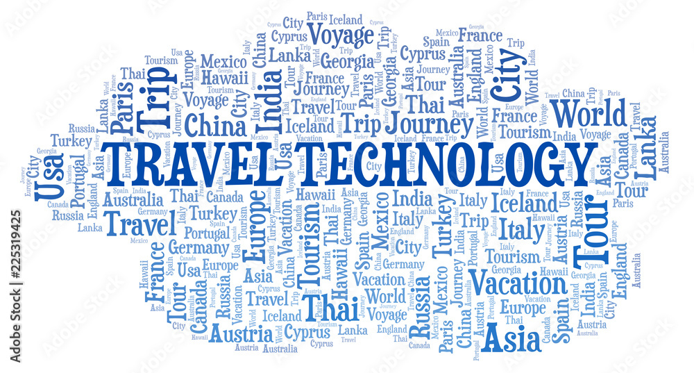 Fototapeta premium Travel Technology word cloud.