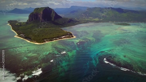 Aerial view of Lemorne Brabant and coral reefs in Mauritius. photo