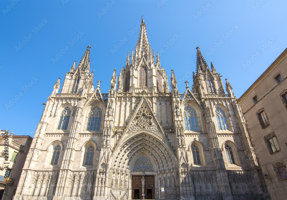 Cathedral of the Holy Cross and Saint Eulalia in Gothic quarter, Barcelona, Spain