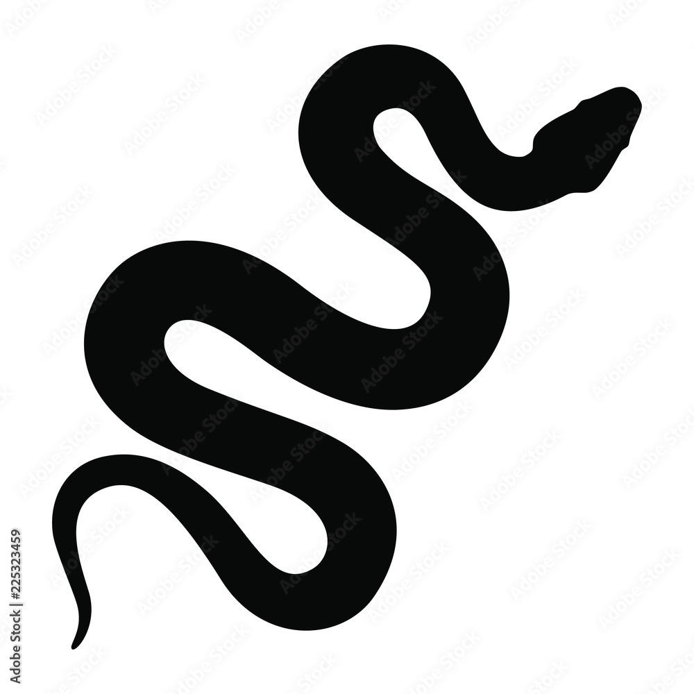 Snake graphic icon. Snake black silhouette isolated on white background. Vector illustration