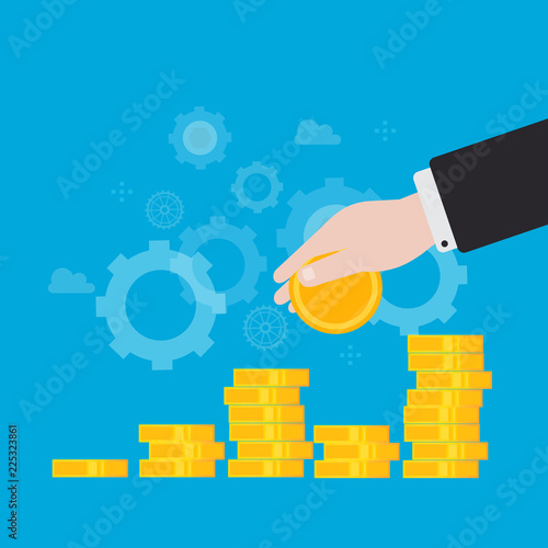 Financial investments, financial growth, revenue increase, budget management flat vector illustration design. Business and financial strategy design for web banners and apps