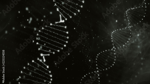 DNA rotation from hexadecimal code 3d illustration © flashmovie