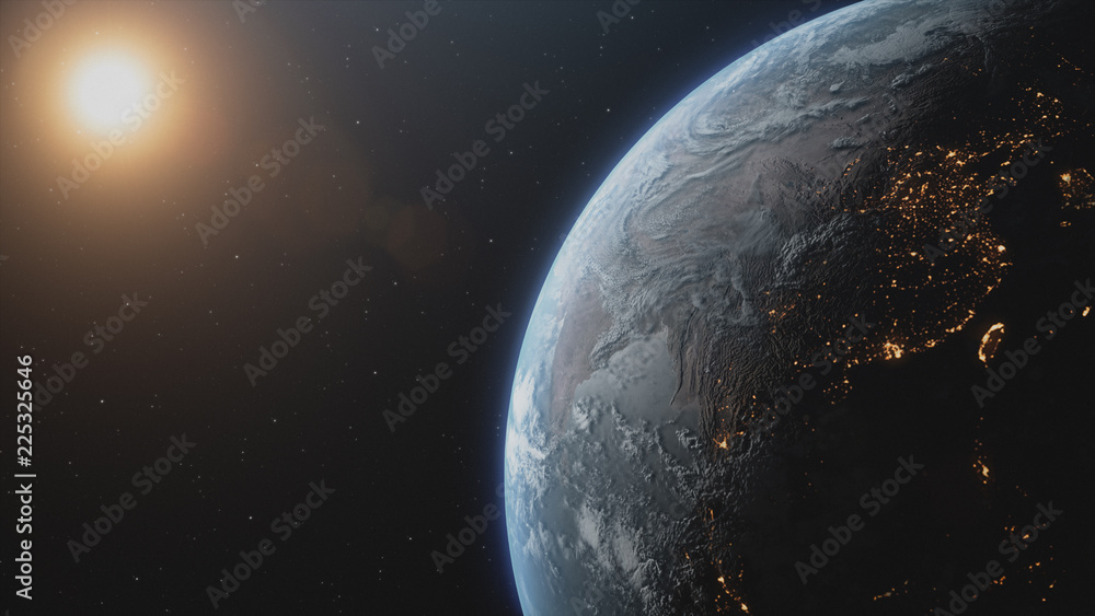 Ultra Realistic Earth from Space 3d illustration