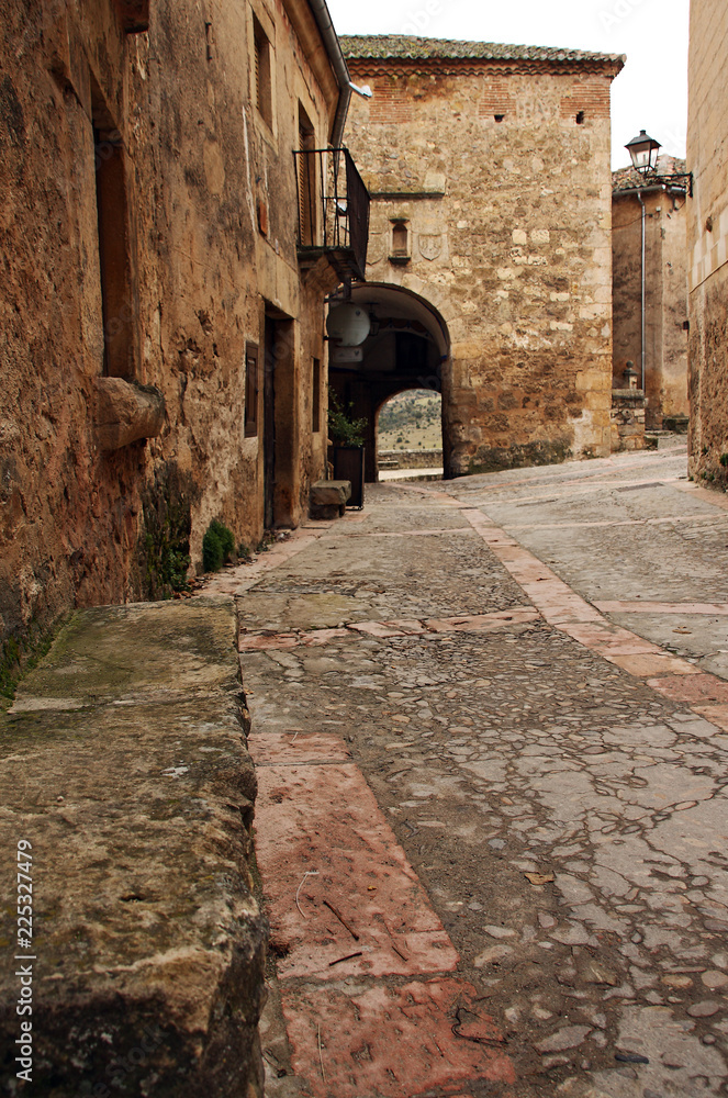 Streets of the cobblestone village of Pedraza, Spain