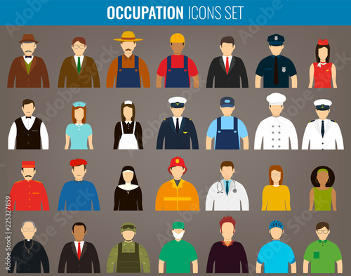 People of different occupations. Professions icons set. Flat design. Vector