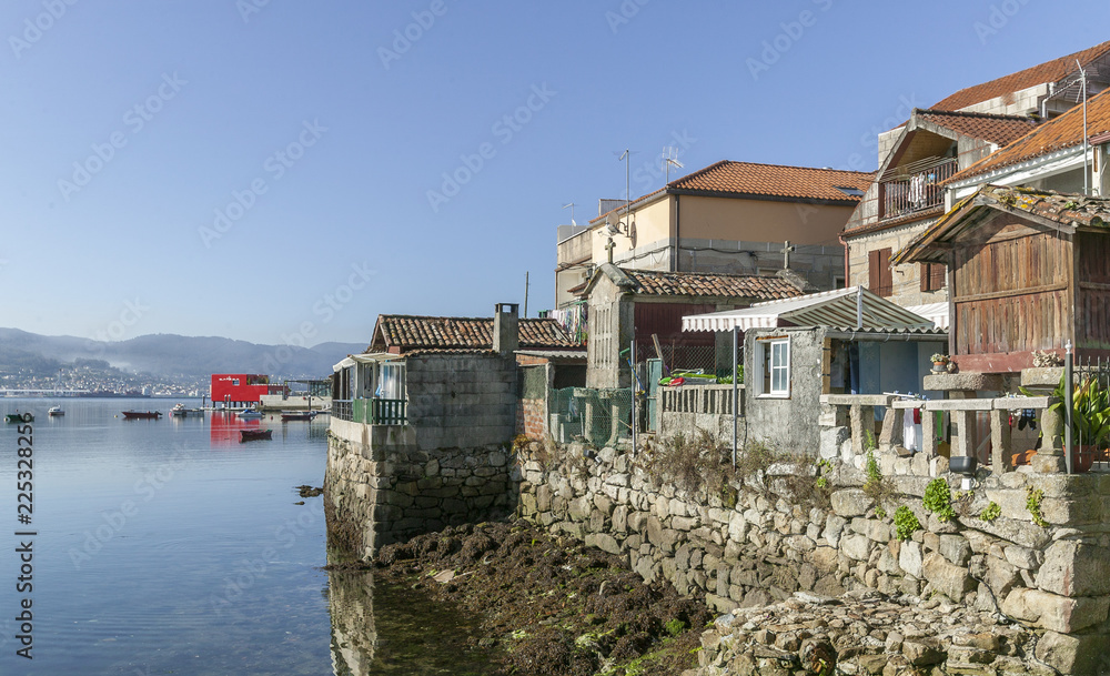 beautiful medieval fishing village of Combarro, Ria de Pontevedra, Galicia, Spain