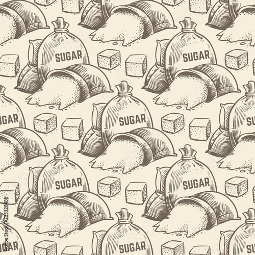 Sweet crystal powder seamless pattern. Hand drawn sugar background. Vector illustration