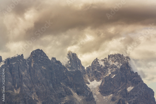 Beautiful storm cloudscape in the Dolomite Alps, Italy, in summer