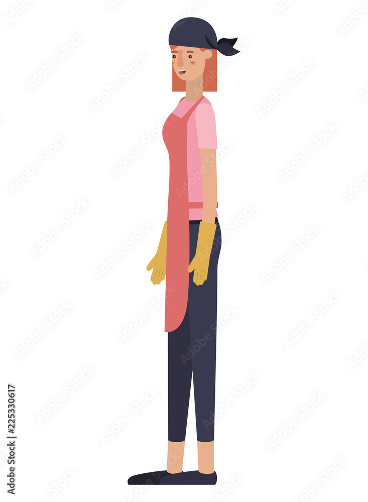 woman gardener with apron avatar character