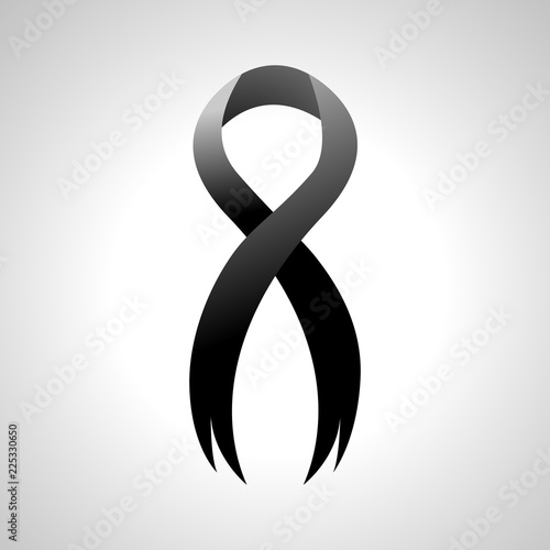 Black ribbon symbol, icon. photo