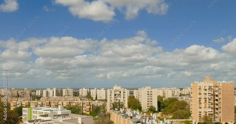 Time-lapse of clouds over a city neighborhood in Beer Sheba Israel Time-lapse of clouds over a city neighborhood in Beer Sheba Israel