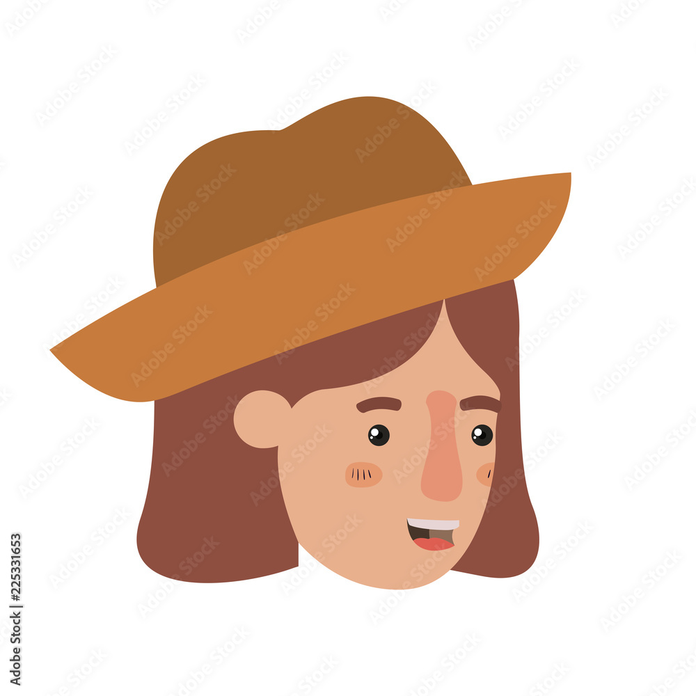 head of woman with hat avatar character