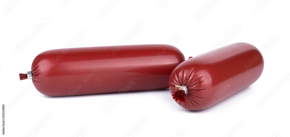 Brown group of sausages isolated on a white background Brown group of sausages isolated on a white background