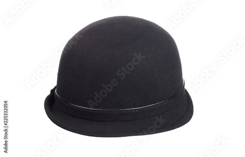 One women's black hat isolated on white background