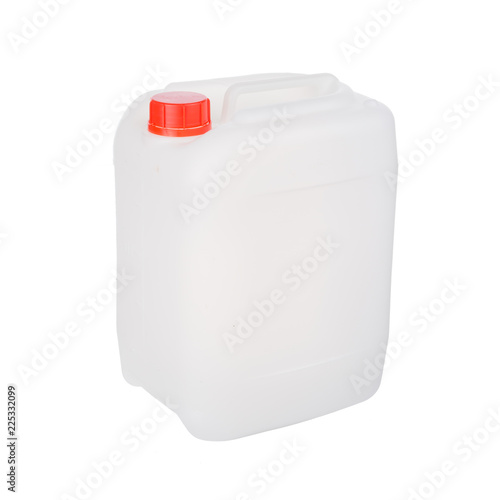 Fotografie One Plastic jerrycan isolated on white background