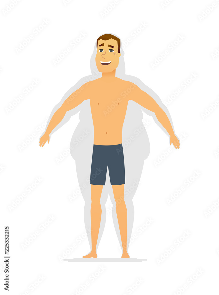 Fototapeta premium Weight loss - modern cartoon people characters illustration