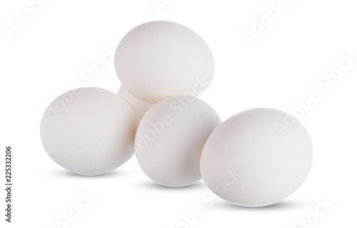 Group of whole white eggs isolated on white background