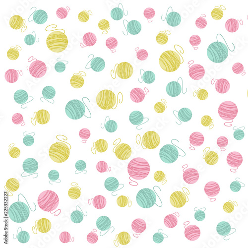 Vector illustration of pink yarn ball with knitting needle. Cute Vector card for knitting. Design elements for handmade. Yarn ball and needles icon.