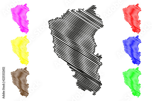 Kemerovo Oblast (Russia, Subjects of the Russian Federation, Oblasts of Russia) map vector illustration, scribble sketch Kemerovo Oblast map