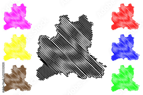 Lipetsk Oblast (Russia, Subjects of the Russian Federation, Oblasts of Russia) map vector illustration, scribble sketch Lipetsk Oblast map
