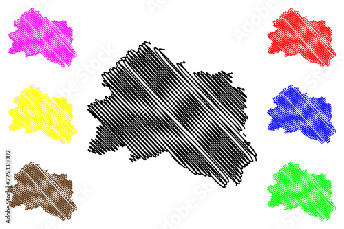 Oryol Oblast (Russia, Subjects of the Russian Federation, Oblasts of Russia) map vector illustration, scribble sketch Oryol Oblast map