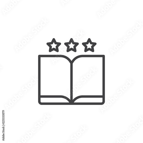 Favorite book outline icon. linear style sign for mobile concept and web design. Open book and rate stars simple line vector icon. Symbol, logo illustration. Pixel perfect vector graphics
