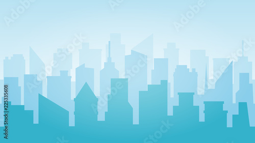 Modern City Skyline. Urban landscape. Flat daytime cityscape buildings. City silhouettes