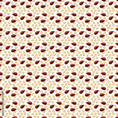 Hand drawn seeds seamess pattern. Sesame and flax seeds background. Vector illustration