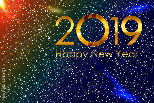 2019 Happy New Year and Marry Christmas Background. Vector Illustration