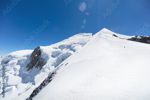 Trekking to the top of Mont Blanc mountain in French Alps