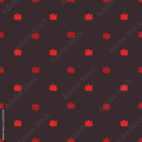 Seamless pattern with autumn maple leaves. Red and scarlet leaves on dark background. Vector illustration