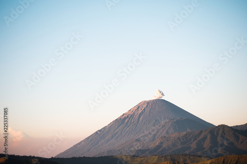 mt. Gunung Vocalno when relase smoke, clear sky background. semeru,Tengger Semeru National Park, East Java, Indonesia
