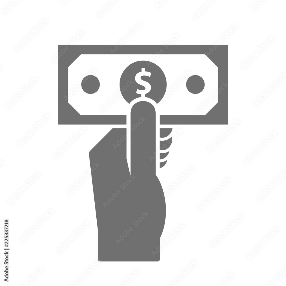 Hand holding dollar bill icon Hand holding dollar bill icon