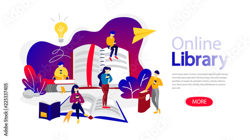 Online library banner for your website illustration