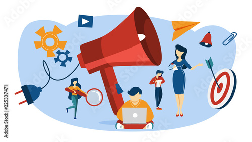Outbound marketing concept. Communication with customer and attraction.