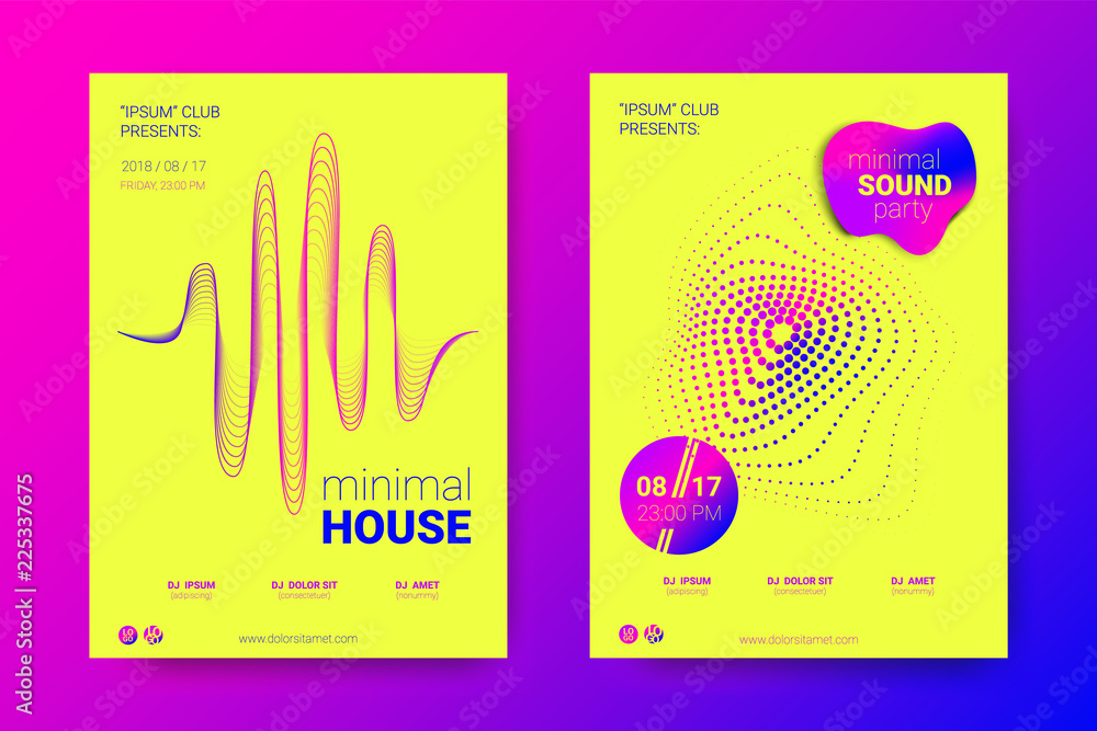 Fototapeta premium Vector Poster of Electronic Music Fest. Distorted Rounds.