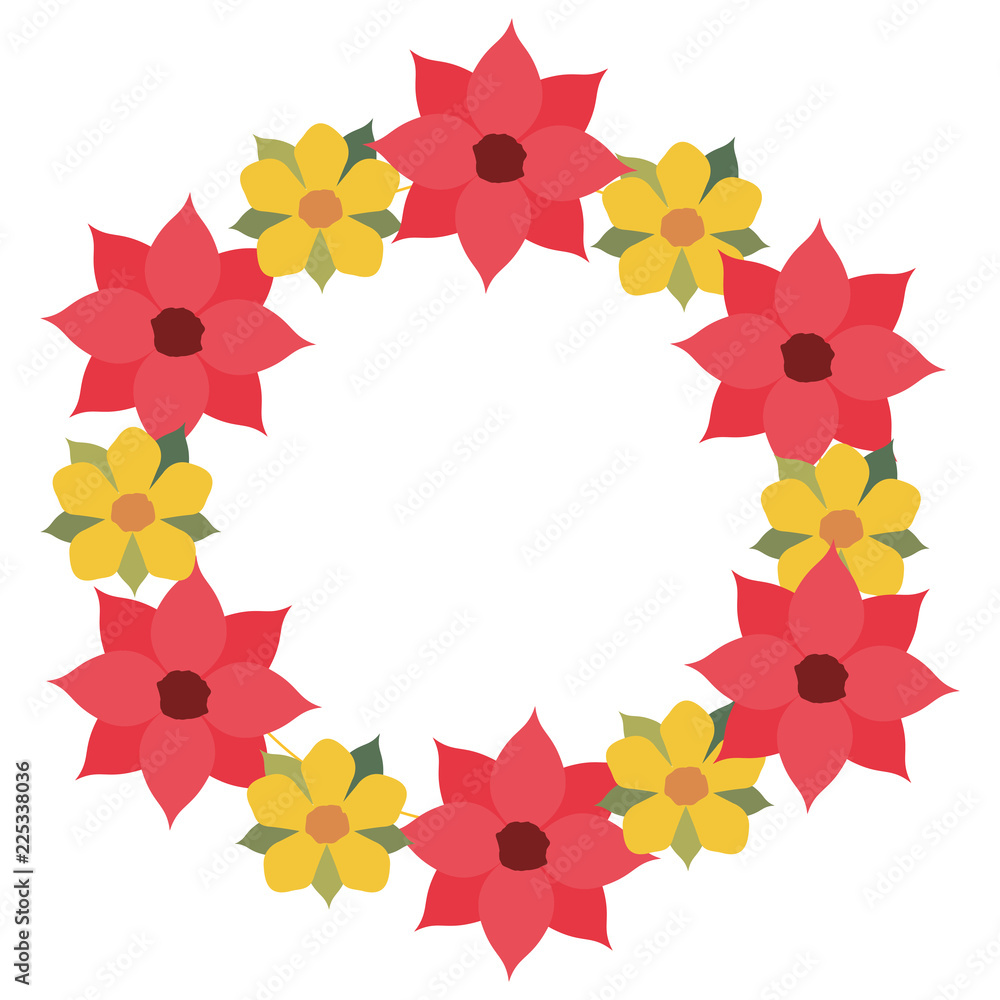 frame of pretty flowers isolated icon frame of pretty flowers isolated icon