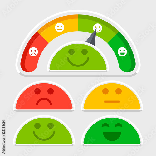 Flat emotions mood scale colored vector of set illustration flat
