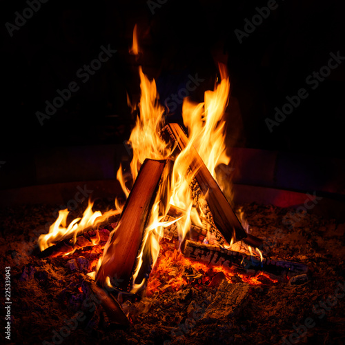Canvas Print Camp fire at night