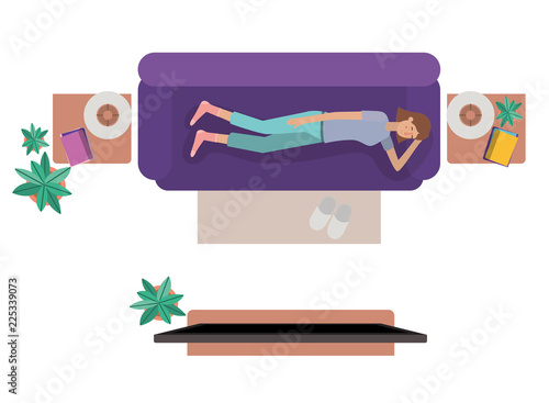 aerial view of woman resting avatar character