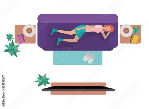 aerial view of woman resting avatar character